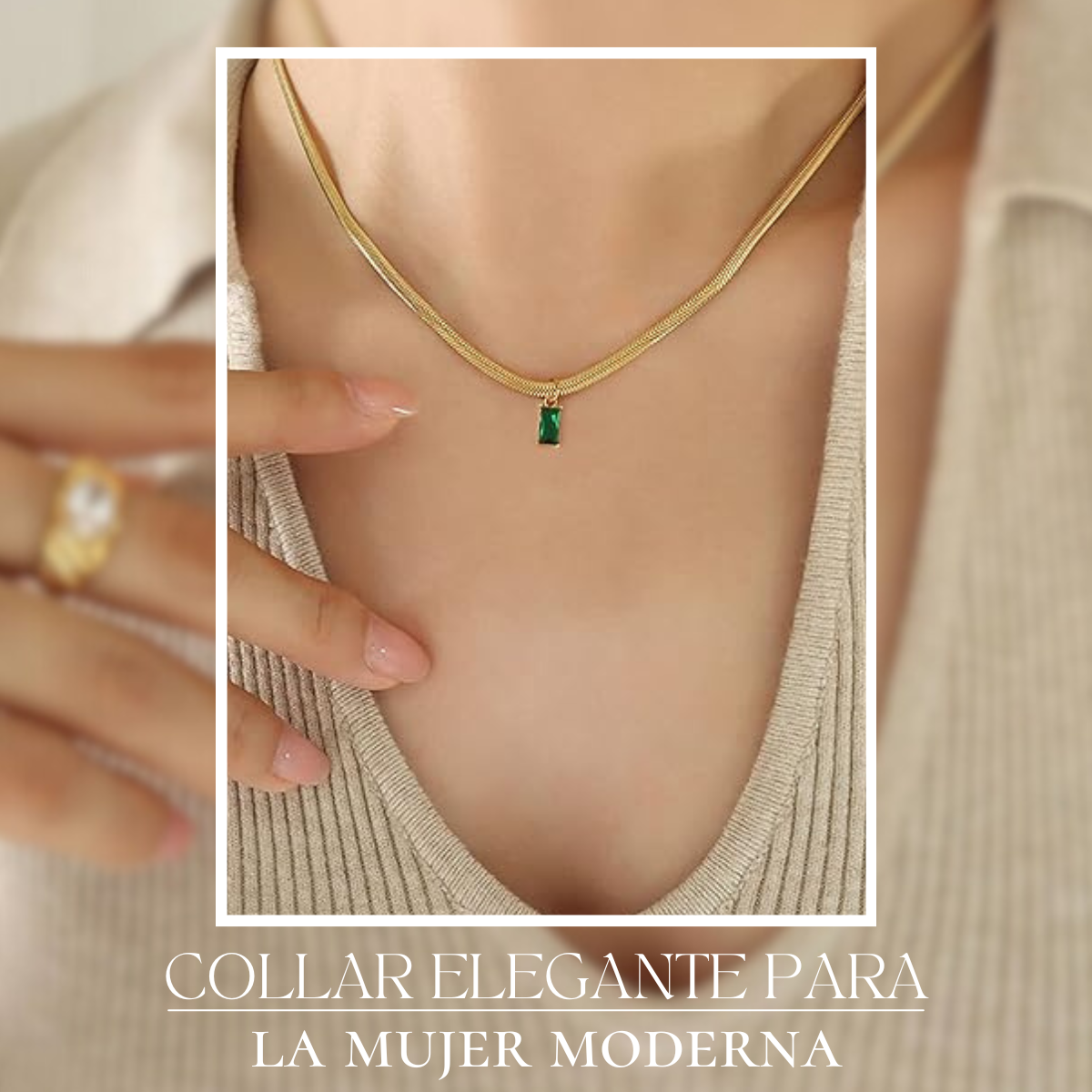 collar color oro con cristal jade