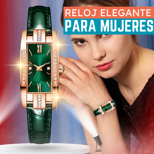 Reloj Verde+Regalo Pendientes De Cristal Banados En Oro