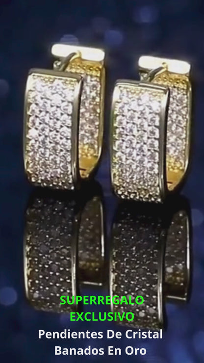 Reloj Verde+Regalo Pendientes De Cristal Banados En Oro